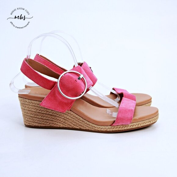 NWT UGG April Suede Espadrille Platform Sandals Pink Women US 11 EU 42 - Picture 1 of 12